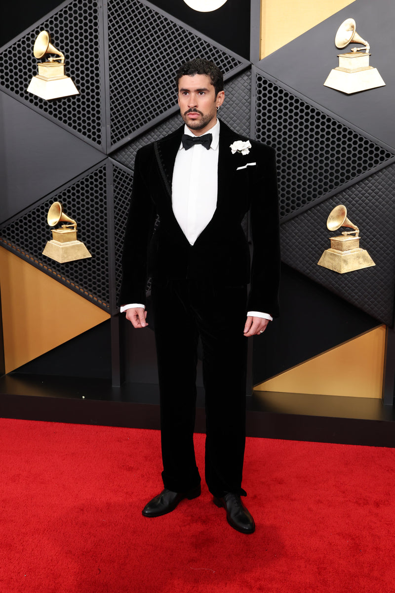 BAD BUNNY WEARS CUSTOM SCHIAPARELLI HAUTE COUTURE<br>AT THE 68TH ANNUAL GRAMMY AWARDS