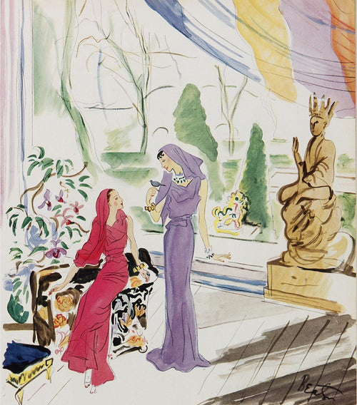 ILLUSTRATION DE DAISY FELLOWES ET SA FILLE EN ROBE SARI SCHIAPARELLI