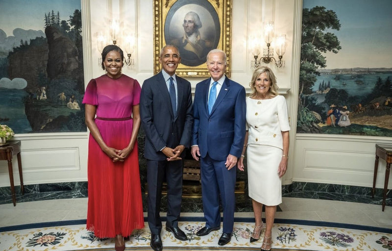 THE FIRST LADY OF THE UNITED STATES  WORE CUSTOM SCHIAPARELLI TO THE OBAMAS PORTRAIT UNVEILING