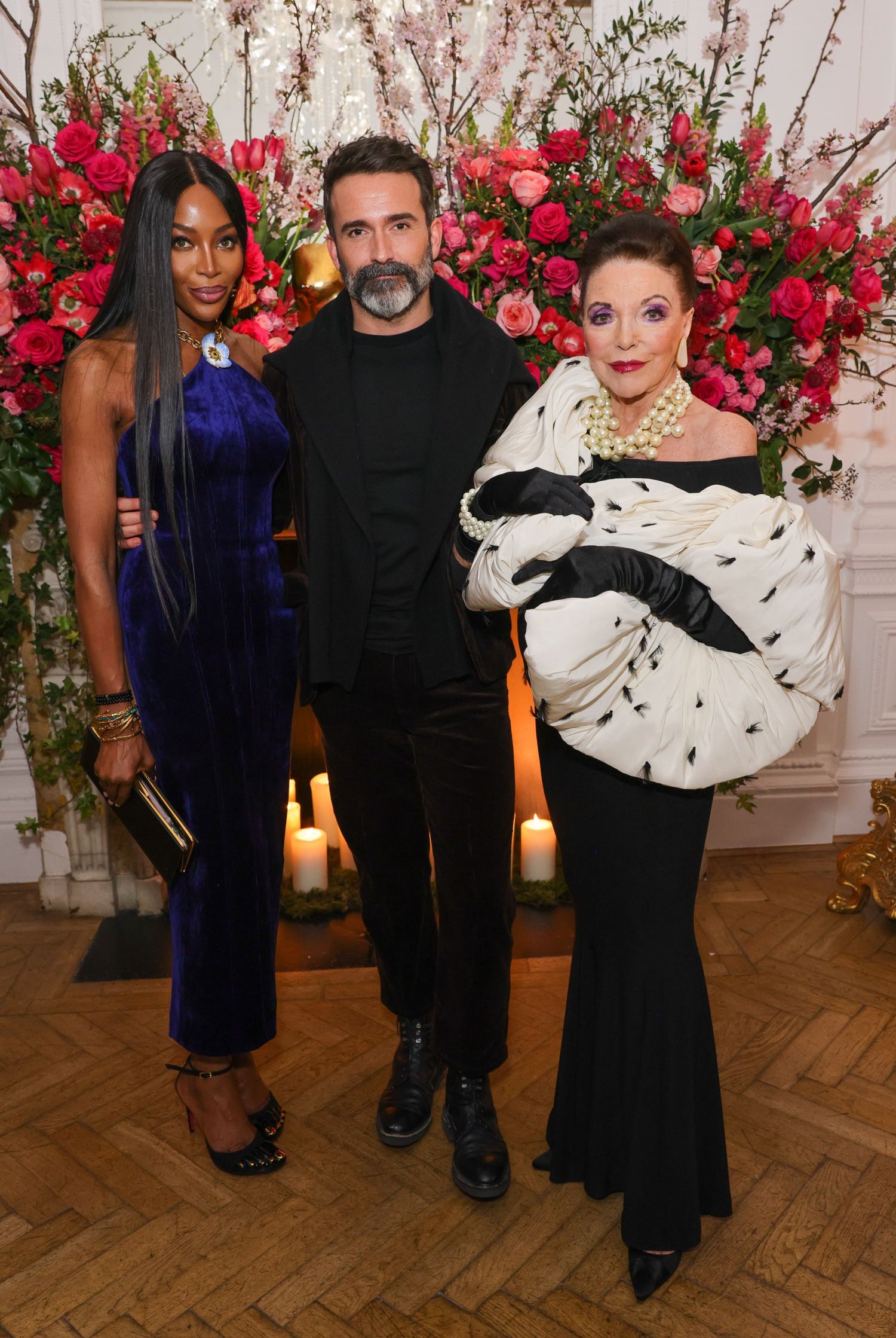 DANIEL ROSEBERRY WITH NAOMI CAMPBELL AND JOAN COLLINS