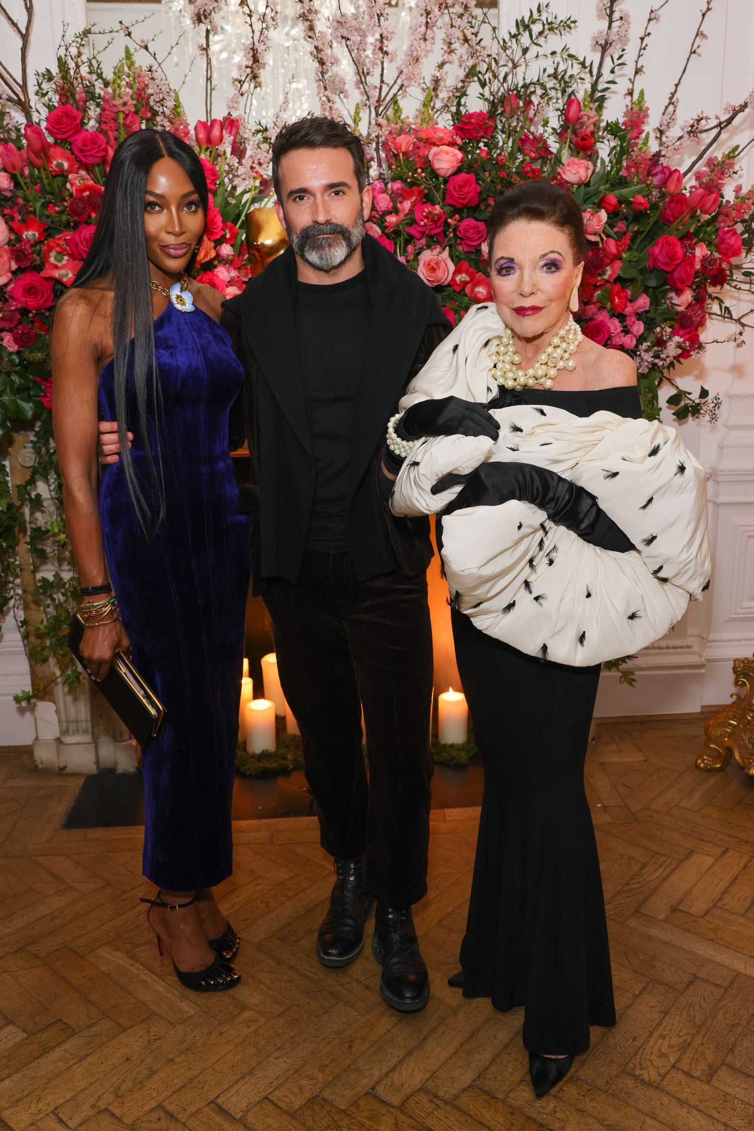 DANIEL ROSEBERRY WITH NAOMI CAMPBELL AND JOAN COLLINS