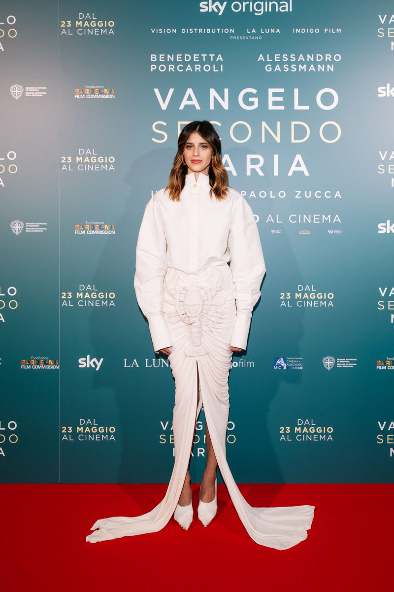 BENEDETTA PORCAROLI WORE SCHIAPARELLI TO THE “VANGELO SECONDO MARIA” PREMIERE