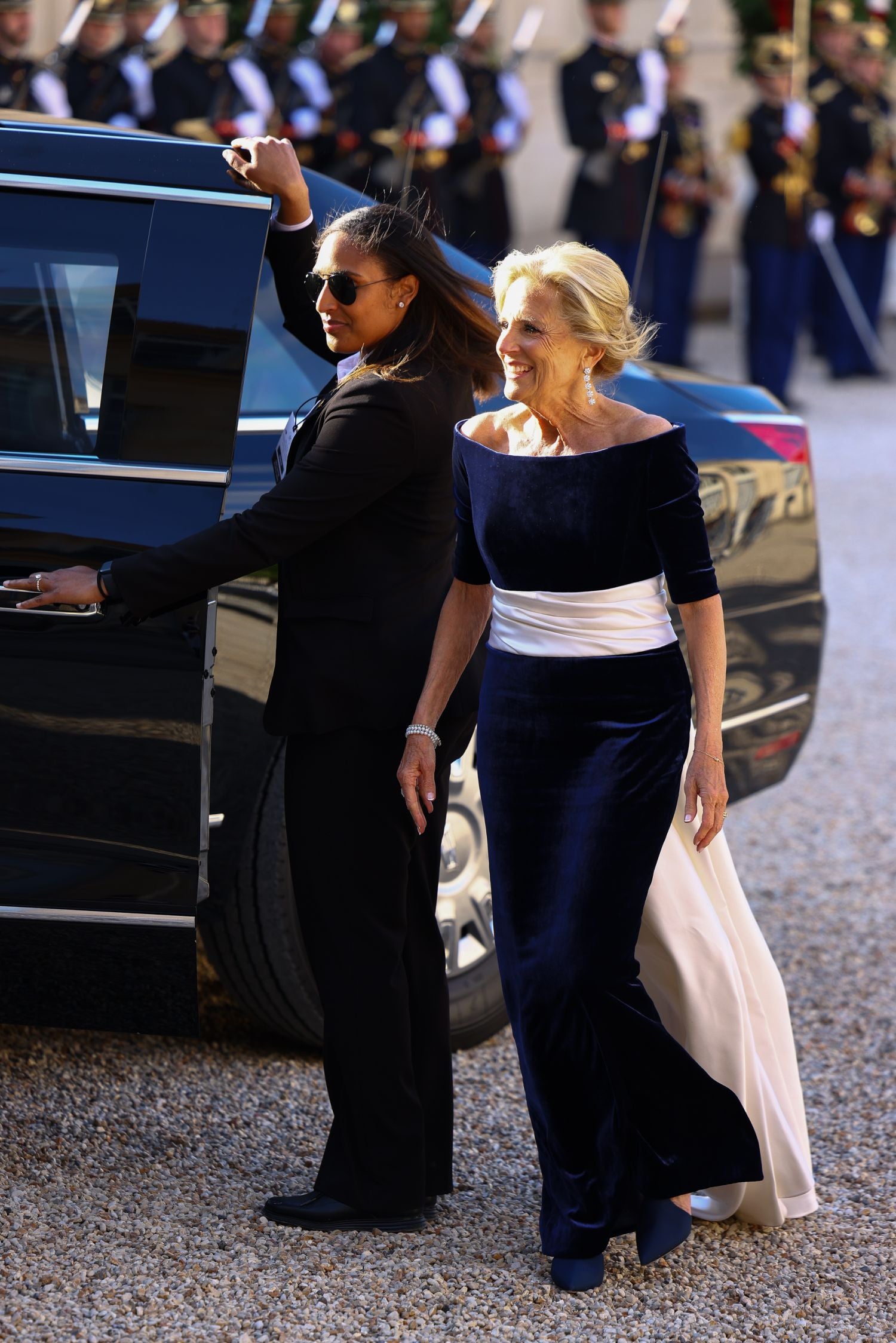 THE FIRST LADY OF THE UNITED STATES OF AMERICA  WORE CUSTOM SCHIAPARELLI HAUTE COUTURE
