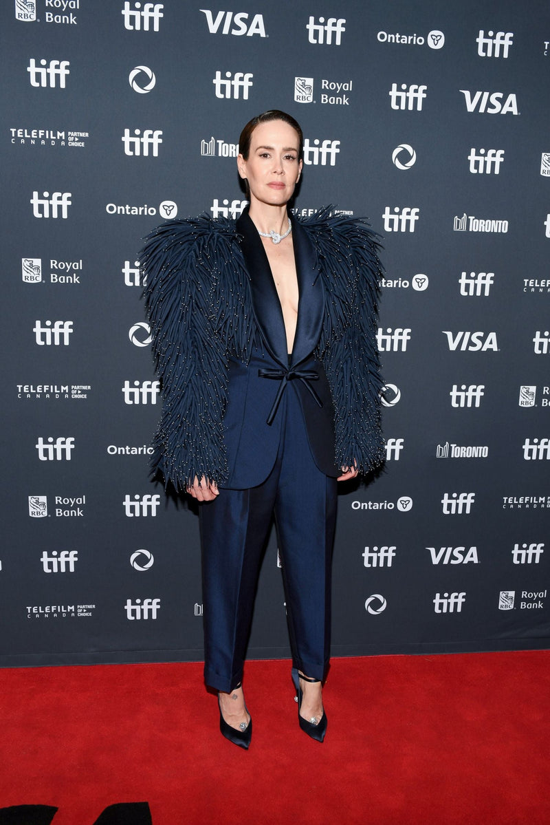 SARAH PAULSON WORE SCHIAPARELLI HAUTE COUTURE<br>TO THE 49TH TORONTO INTERNATIONAL FILM FESTIVAL