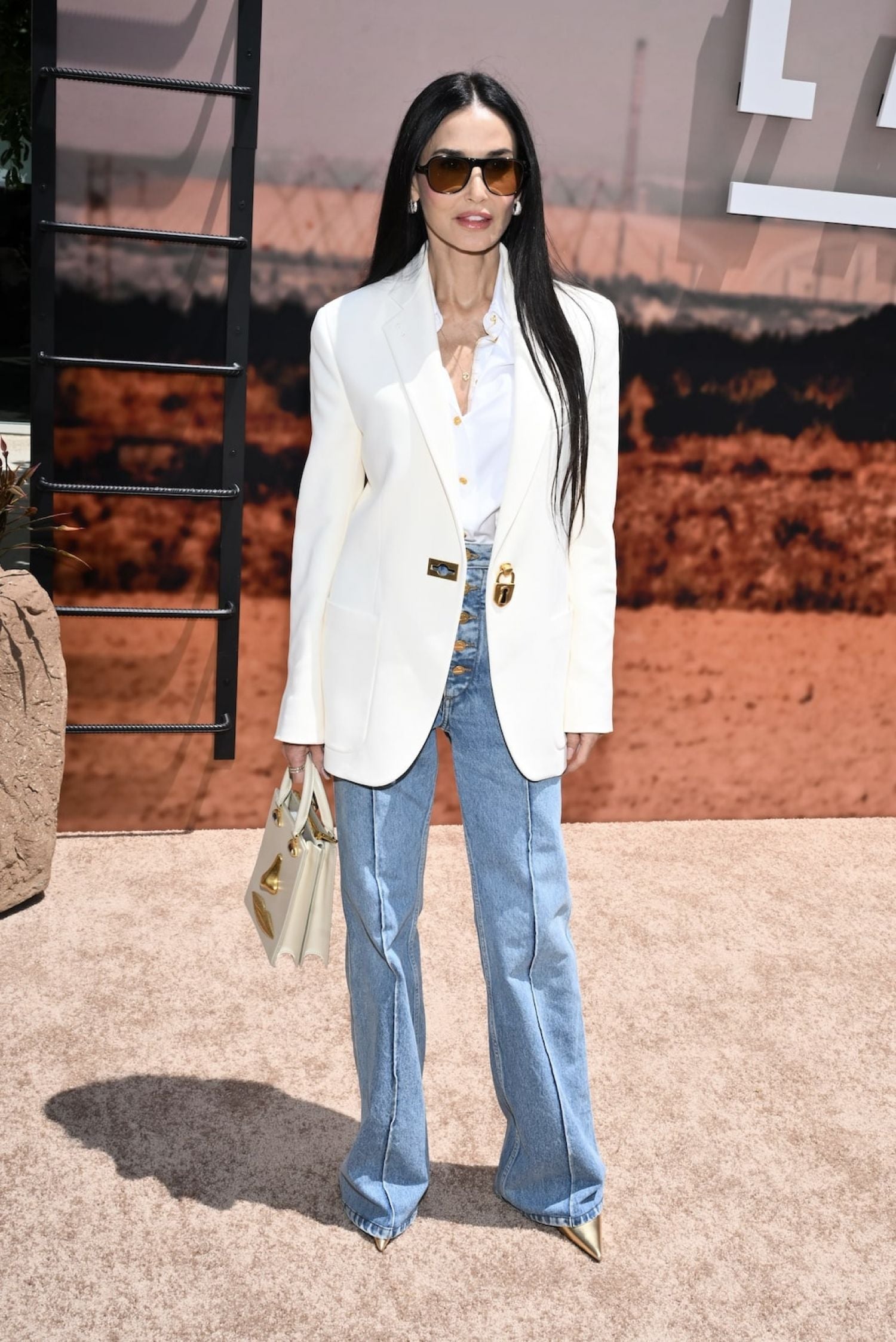 DEMI MOORE WEARS SCHIAPARELLI<br>AT THE LANDMAN SCREENING