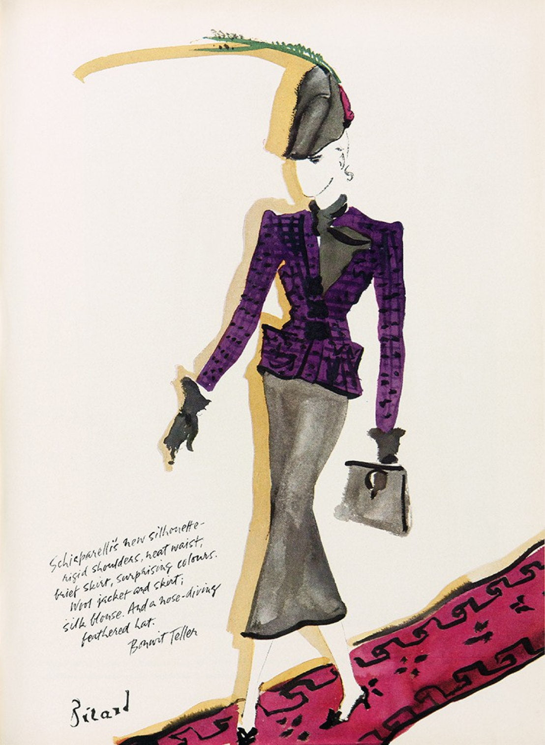 ILLUSTRATION DE LA SILHOUETTE « HARD CHIC » DE SCHIAPARELLI