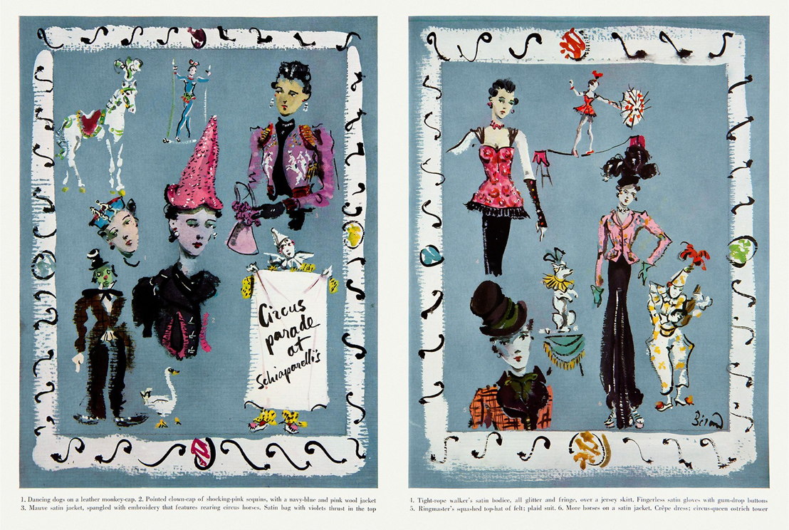 ILLUSTRATION DE LA COLLECTION « LE CIRQUE » DE SCHIAPARELLI