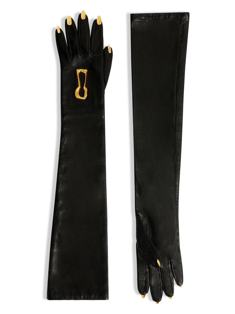 TROMPE L'OEIL LONG LEATHER GLOVES