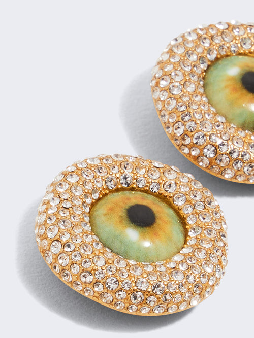 BOUCLES D'OREILLES PUCES OEIL STRASS