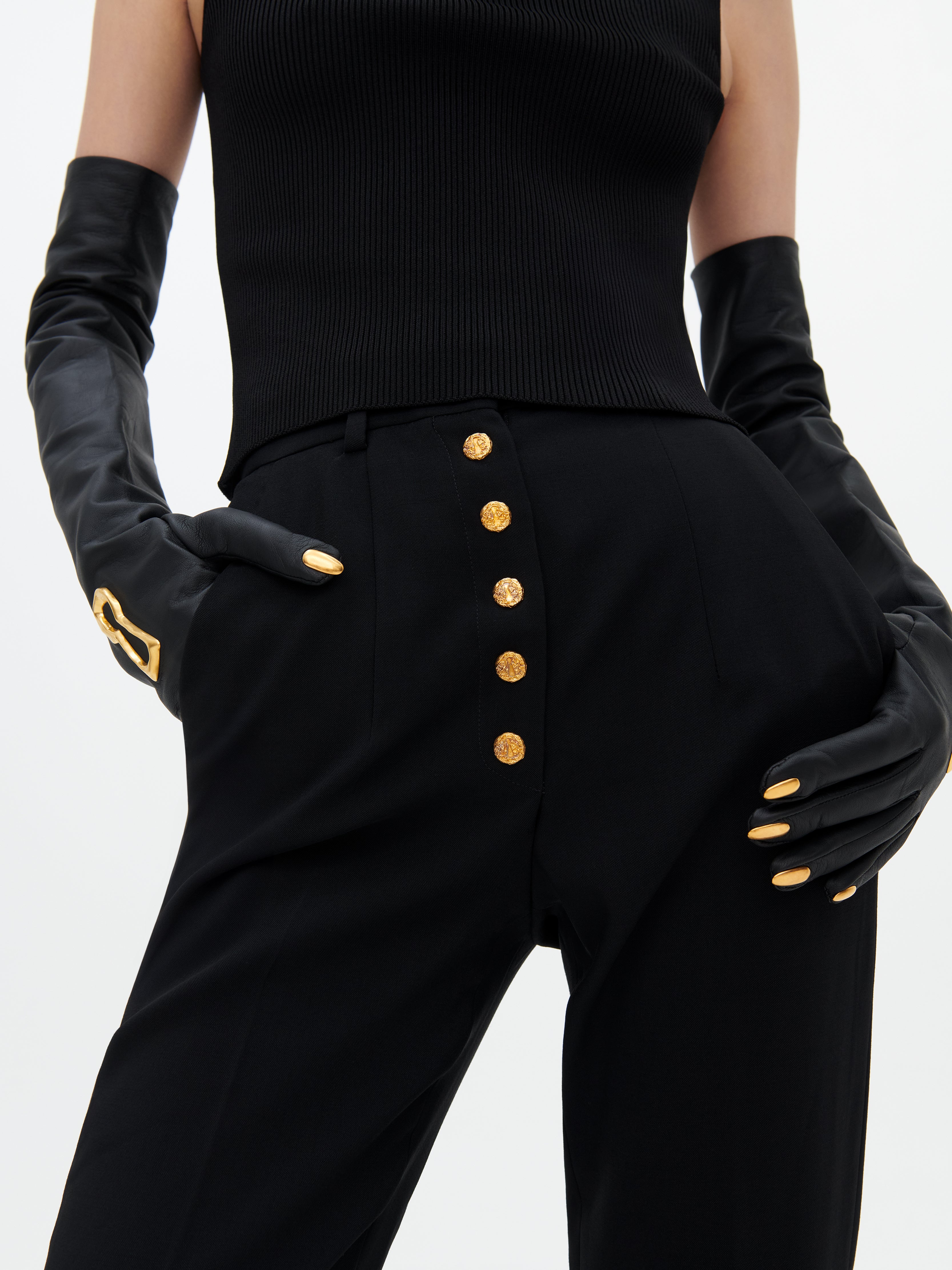 TROMPE L'OEIL LONG LEATHER GLOVES