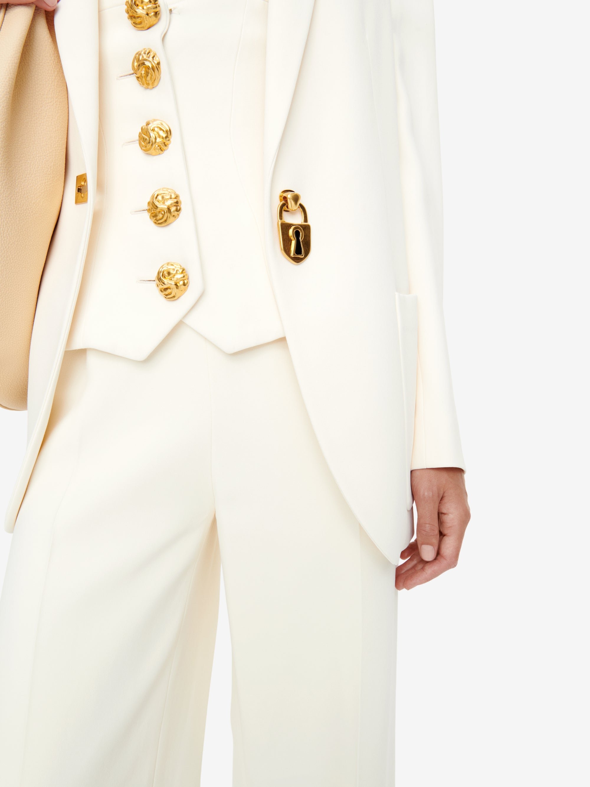 white and gold dress pants THE LINEN CLASSIC PANT main image 1