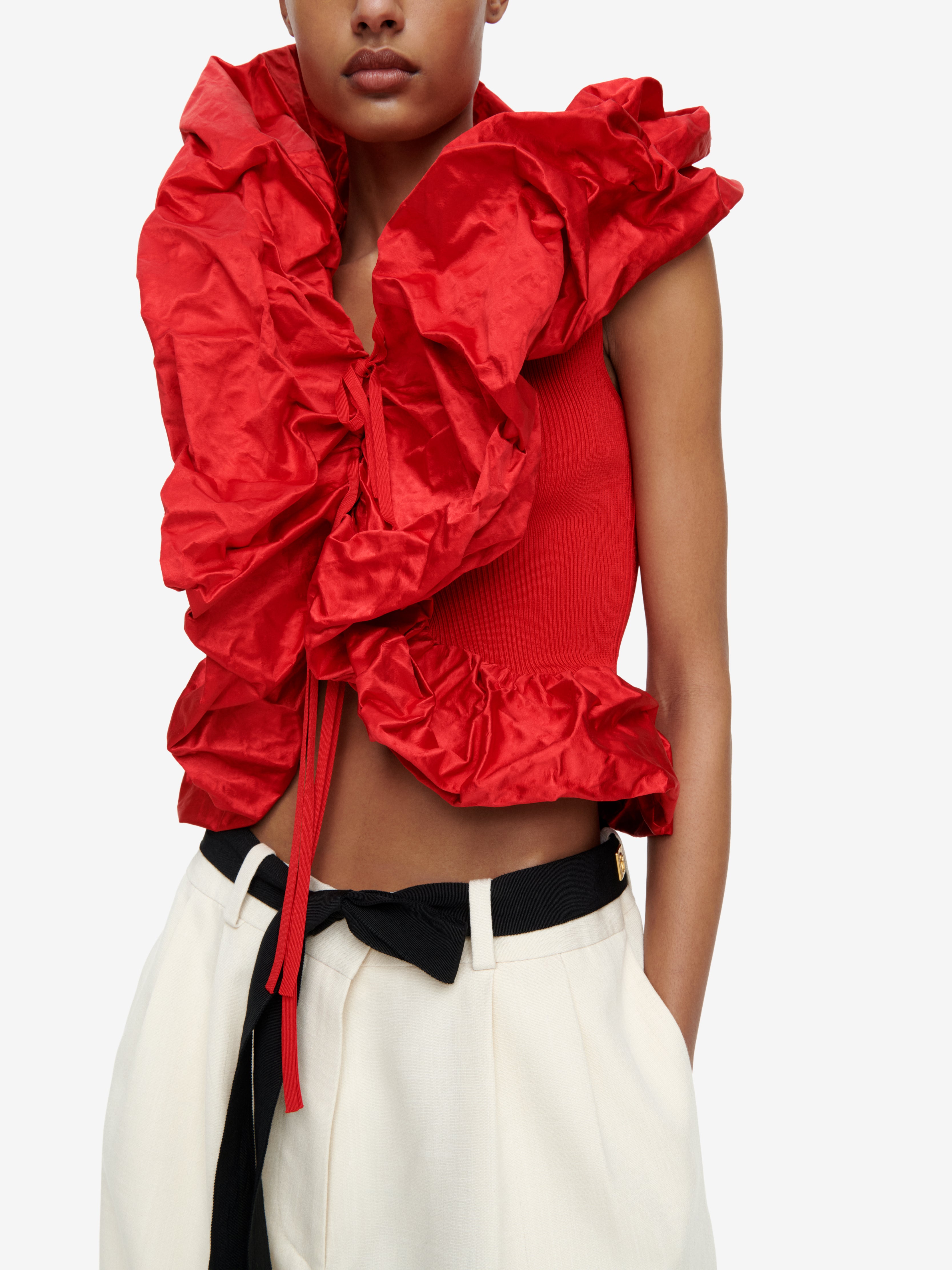 SCULPTURAL RUFFLE TOP