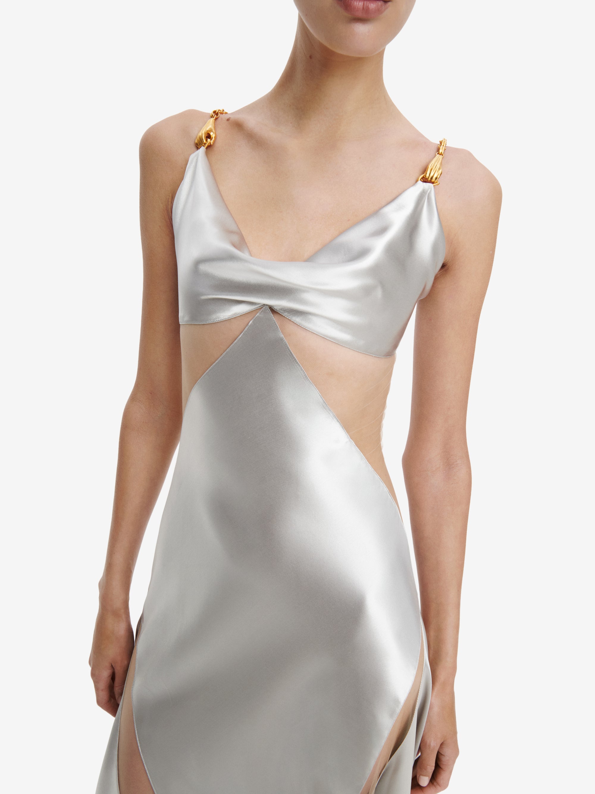 silver slip under dress Silver Silk Satin Slip Dress, Cowl Neck Maxi Dress, Adjustable Straps