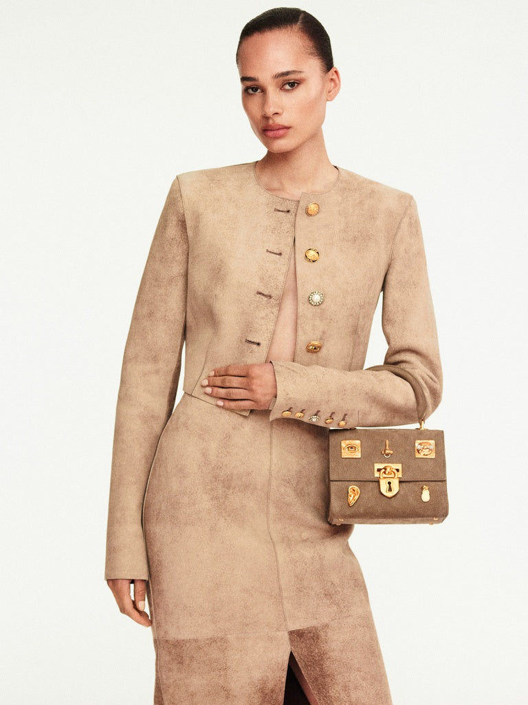 COLLARLESS SHORT JACKET