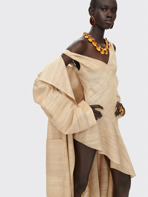 ASYMMETRICAL RUFFLED DRESS
