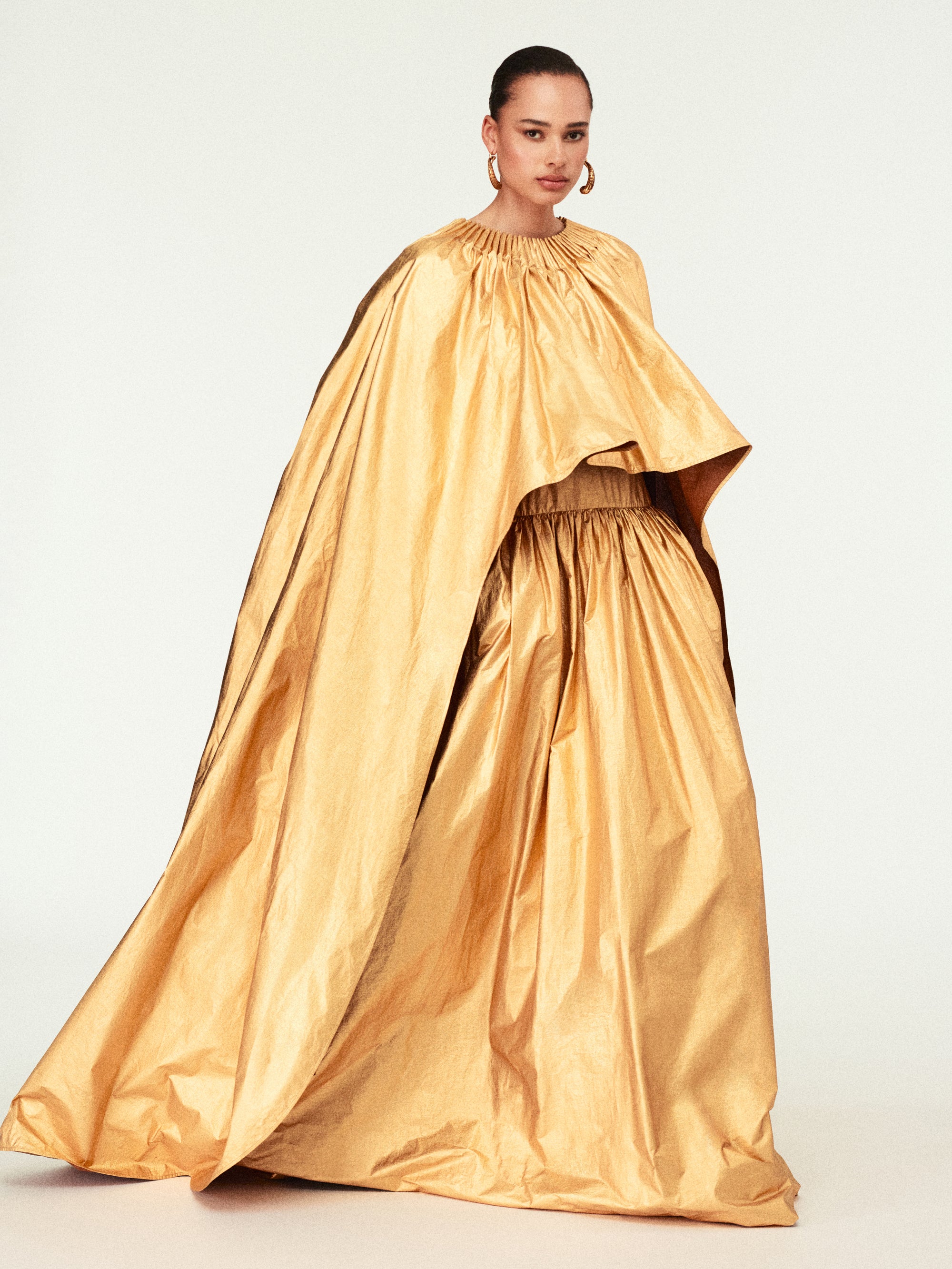 RUCHED CAPE DRESS