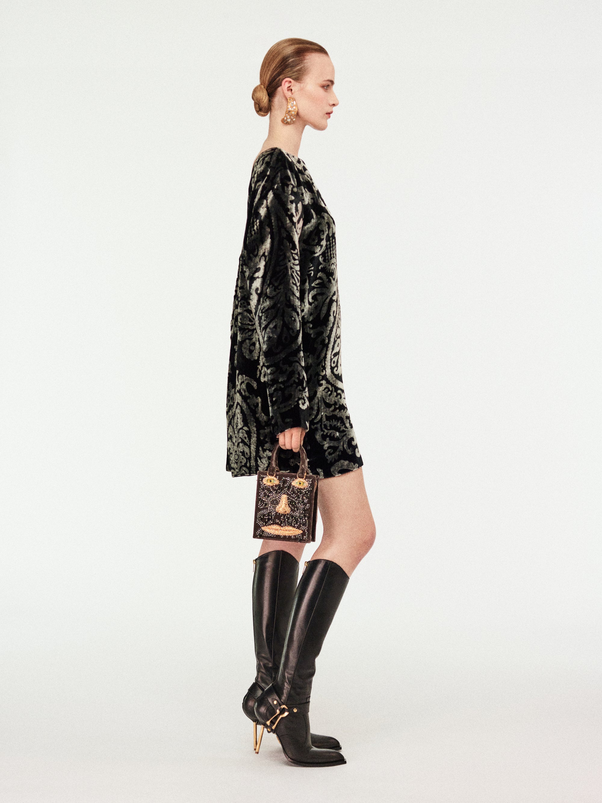 PAISLEY-PATTERN SHORT DRESS