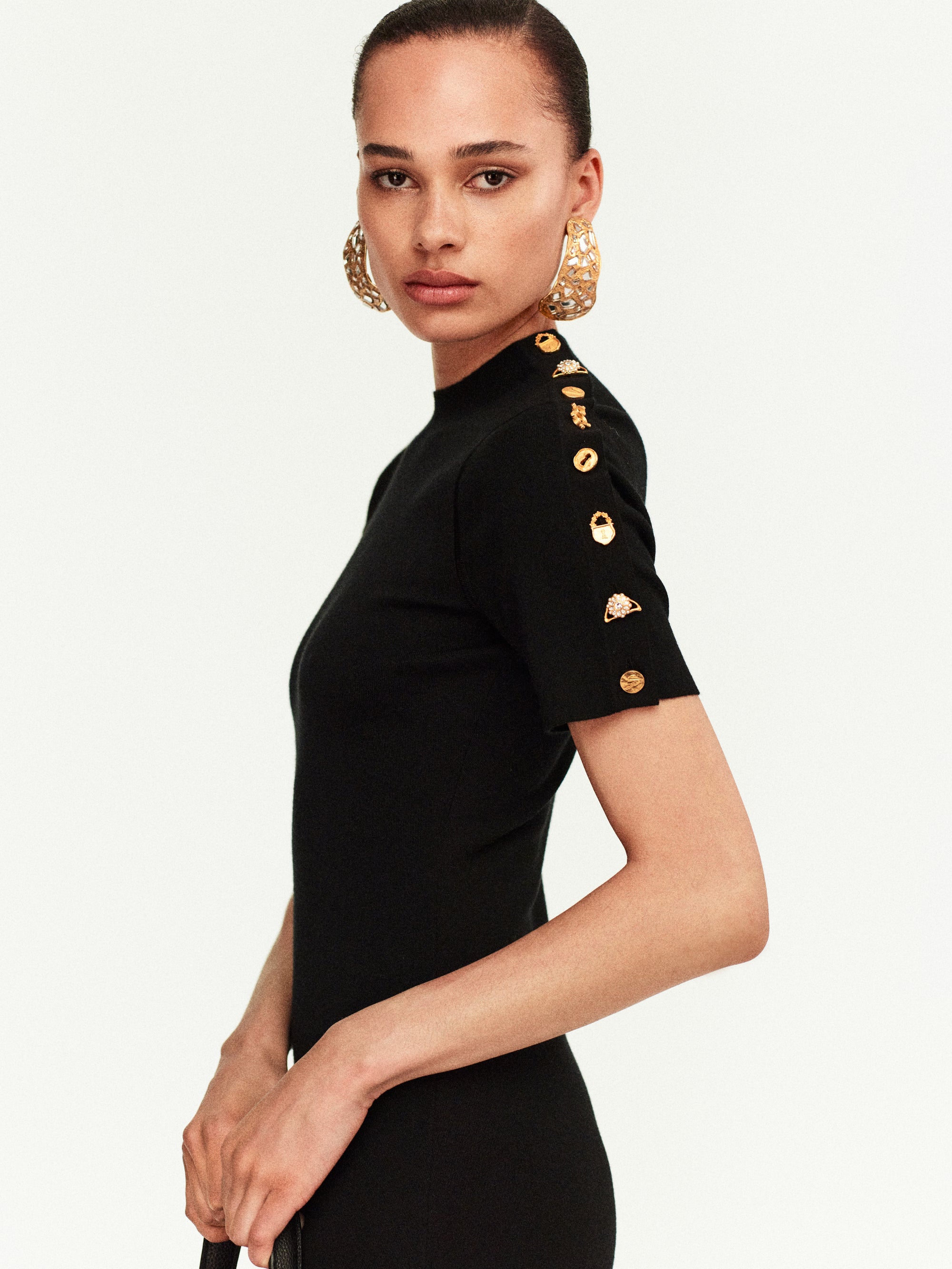 KNITTED BIJOUX BUTTONS DRESS