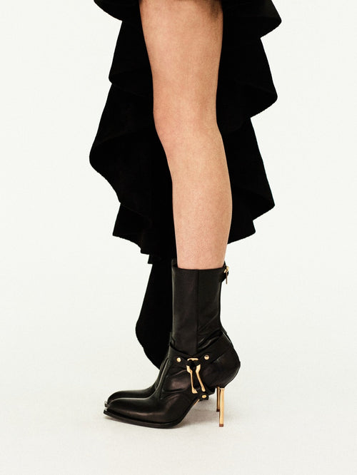 ASYMMETRICAL VELVET-EFFECT KNITTED DRESS