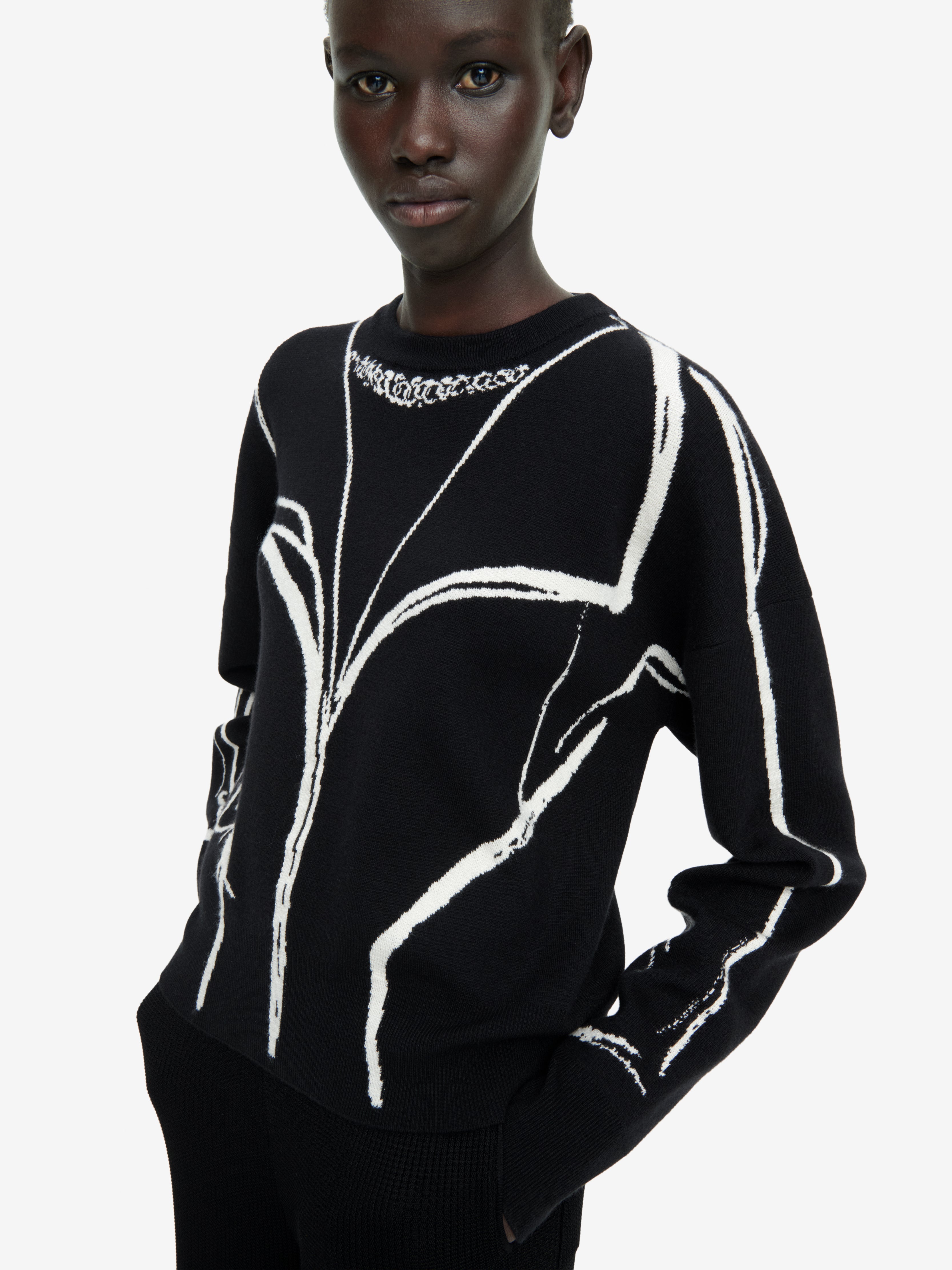 SALVETTI BLACK 'SYMBOLIC' JUMPER ニット L TROMPE L'OEIL JUMPER