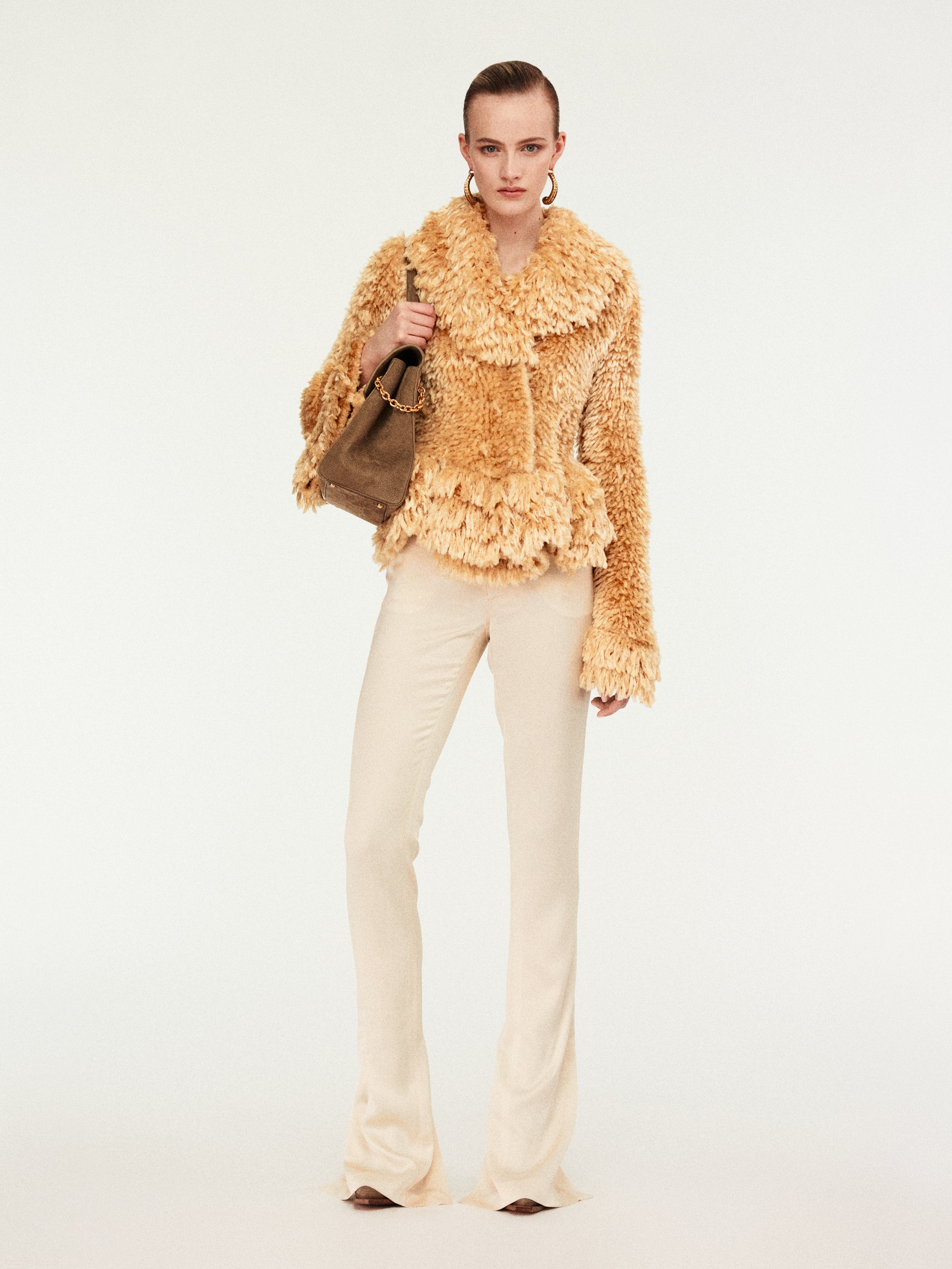 FAUX FUR EFFECT KNITTED JACKET