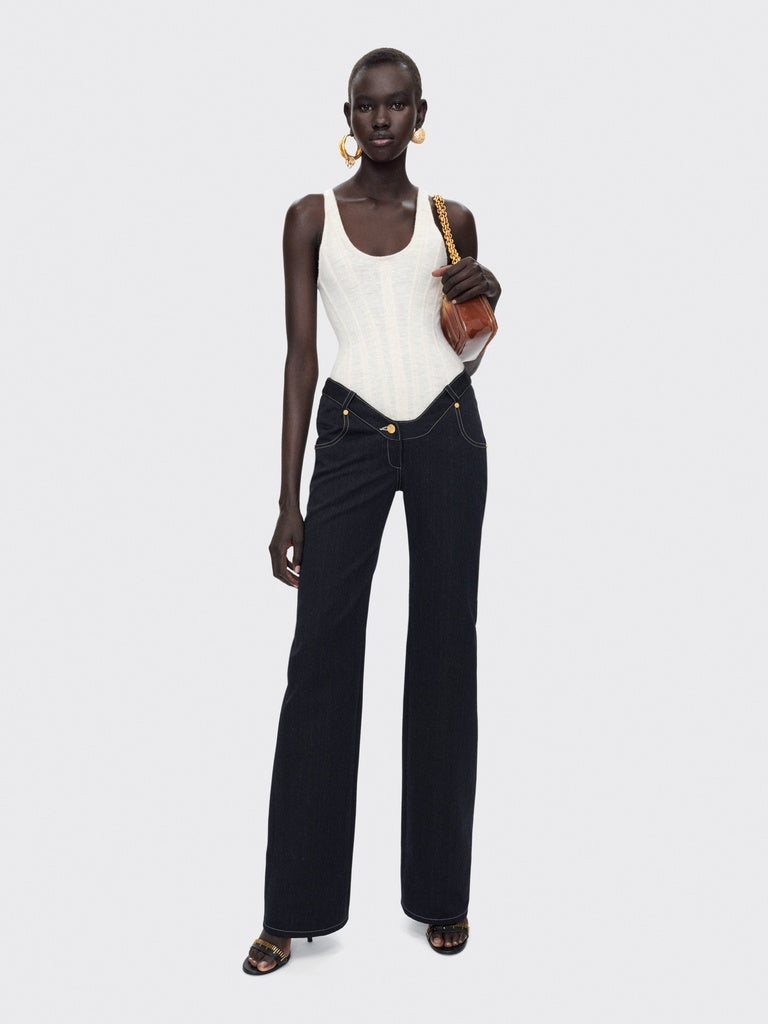 PANTALON DENIM ÉCHANCRURE EXTRÊME