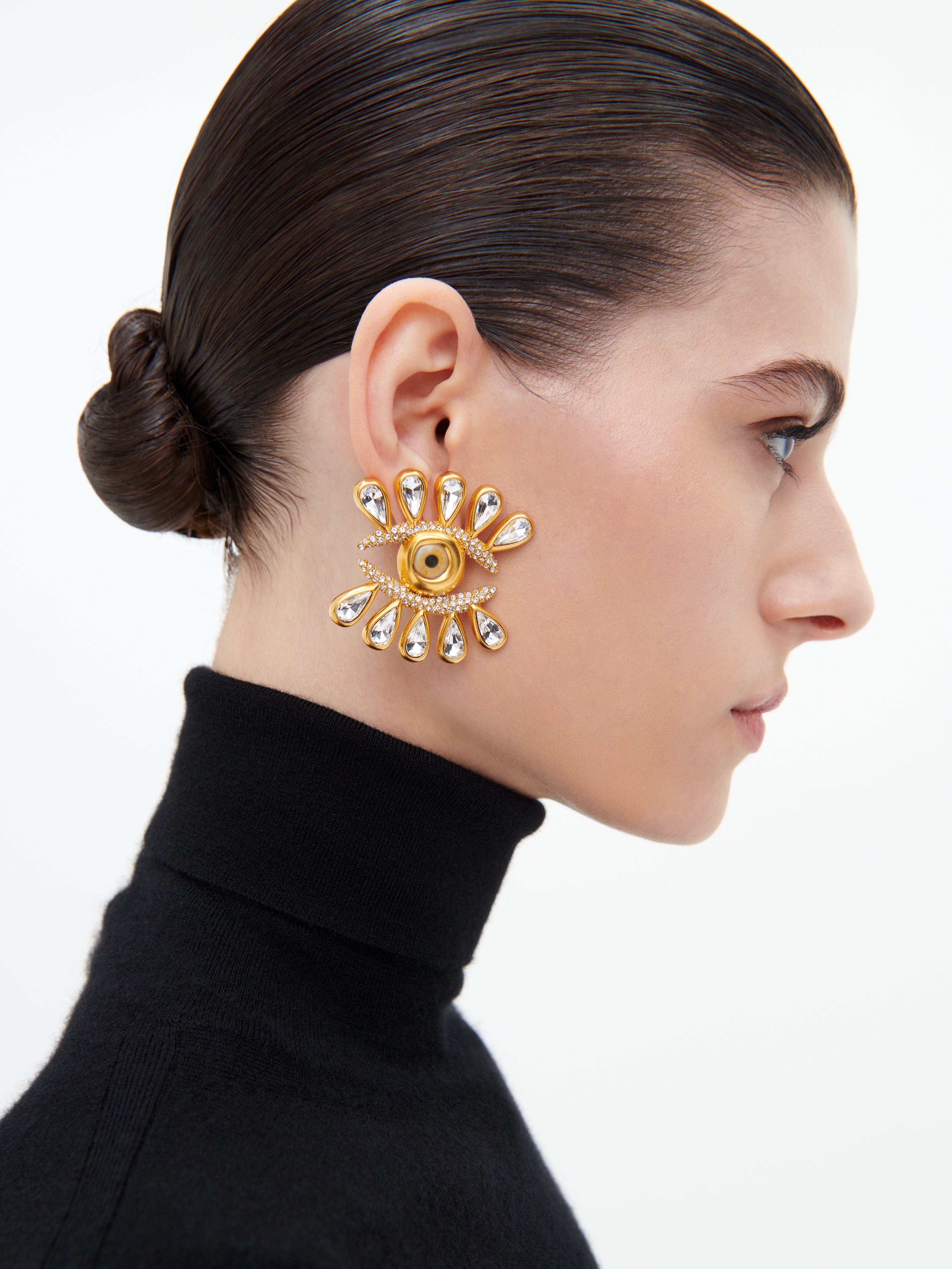 RHINESTONE EYELASH EARRINGS