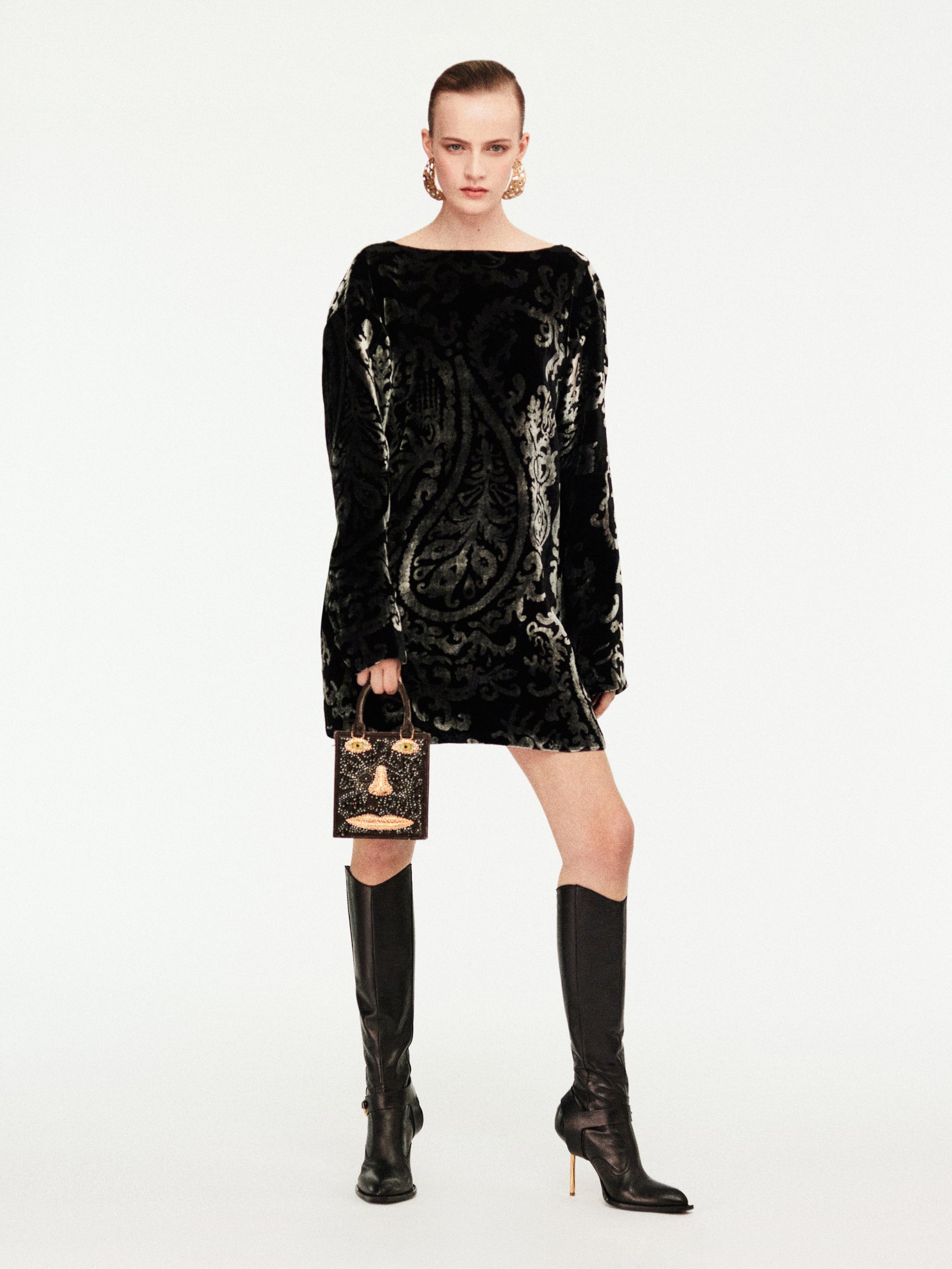 PAISLEY-PATTERN SHORT DRESS