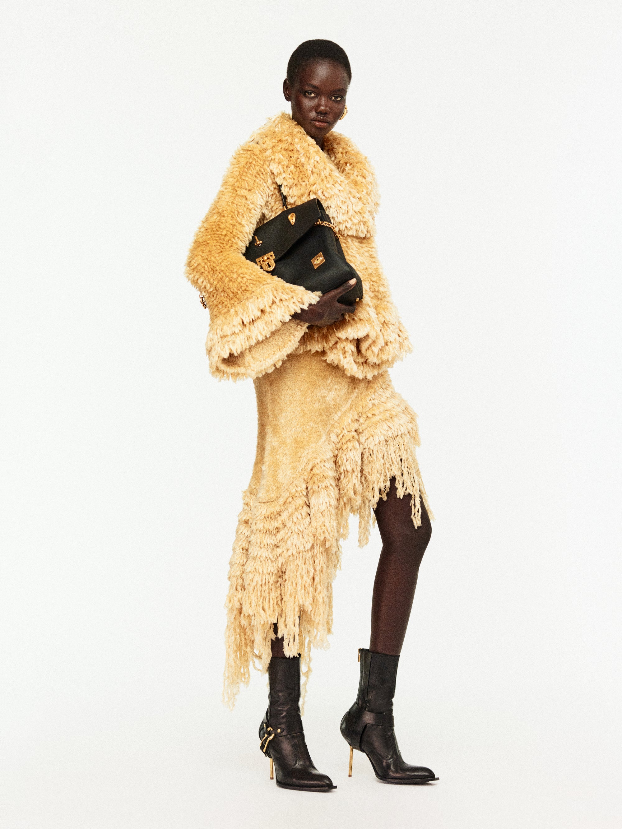 FAUX FUR EFFECT KNITTED DRESS