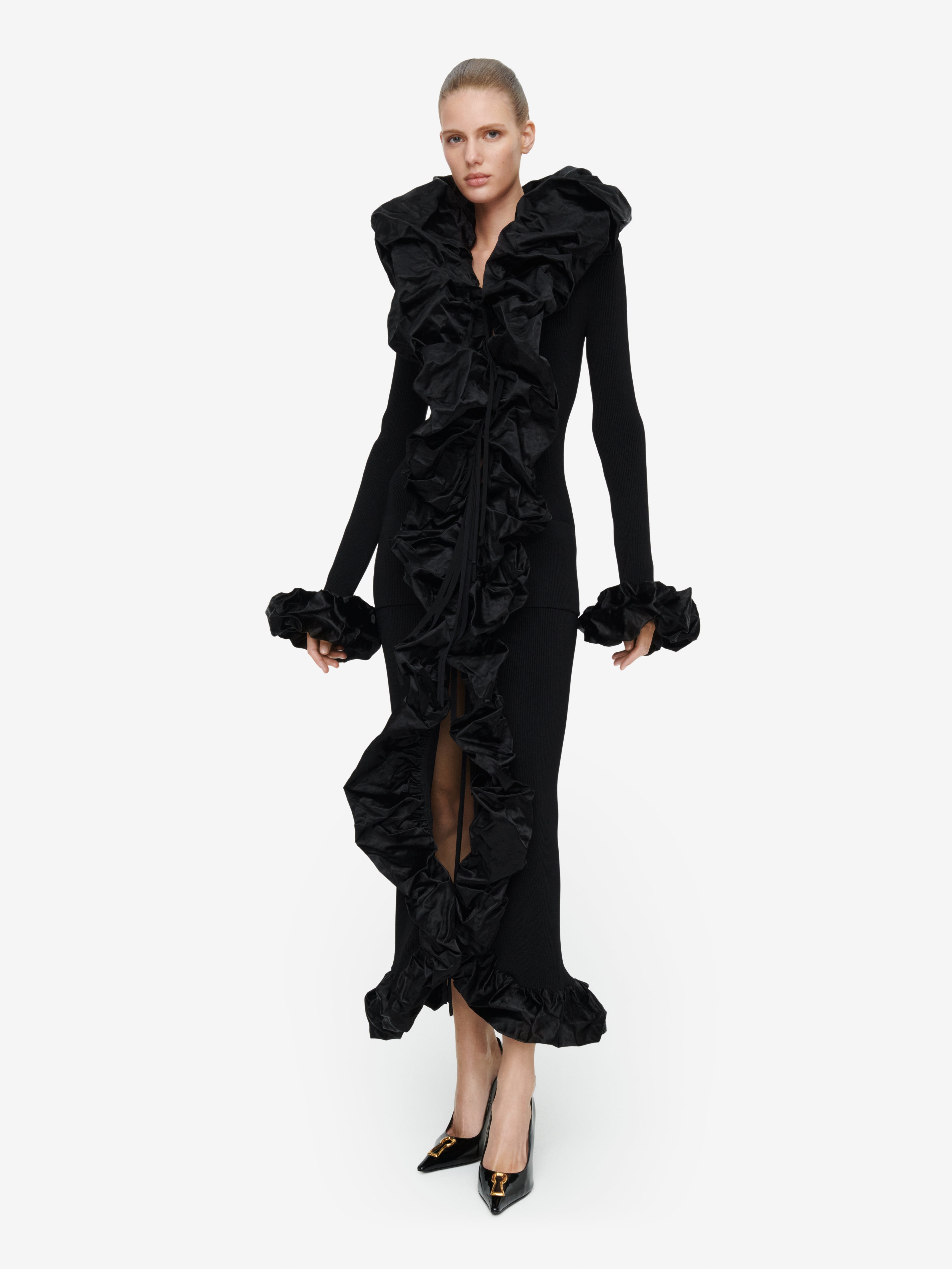 SCULPTURAL RUFFLE DRESS