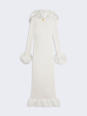 ROBE CARDIGAN À VOLANT SCULPTURAL