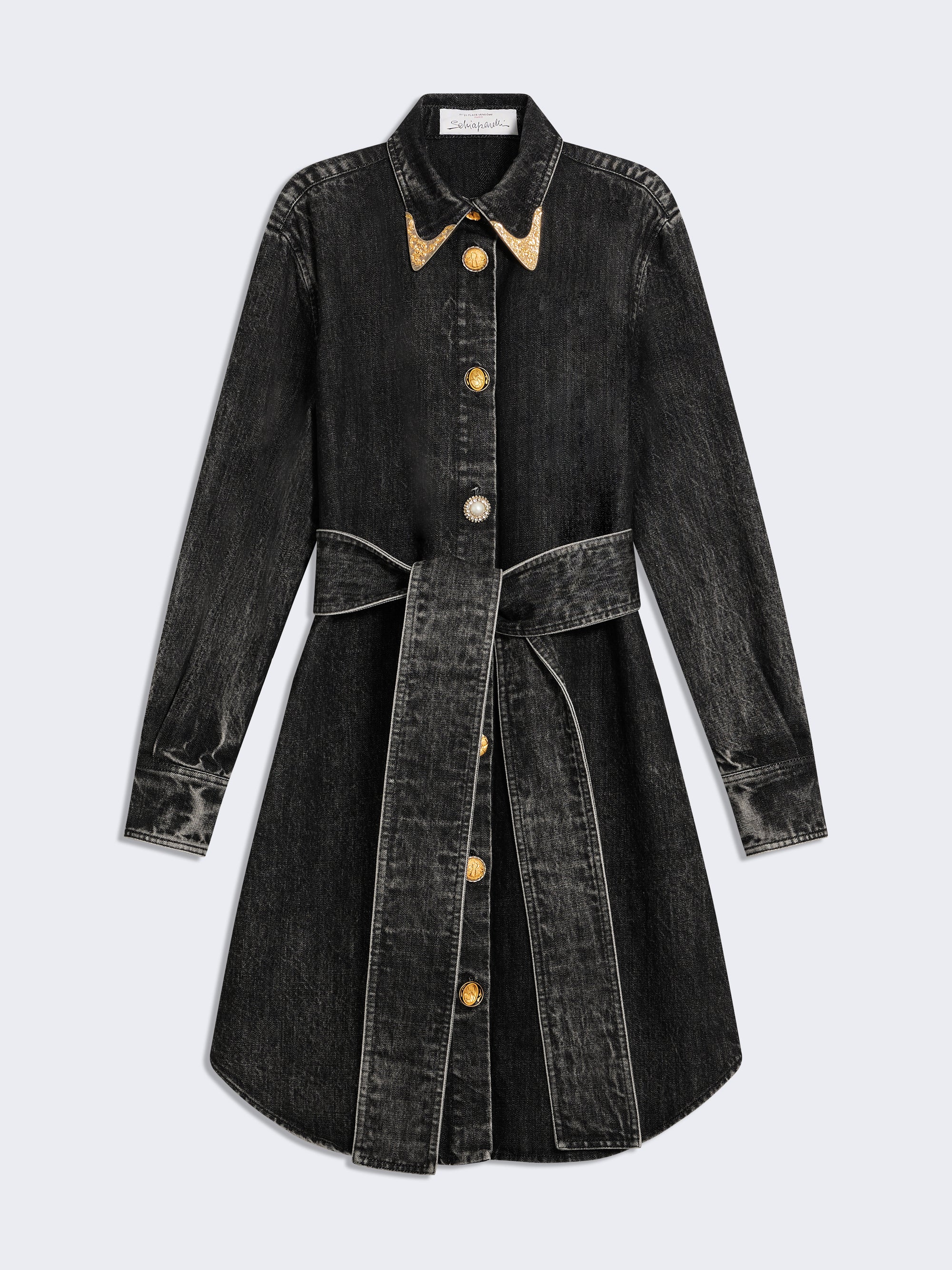 schiaparelli dress denim SCHIAPARELLI DENIM. Exclusively available at 21, place Vendme, Paris Hotel de Paris Monte-Carlo, Monaco Harrods, London Bergdorf Goodman, New York Neiman Marcus Dallas and Los Angeles