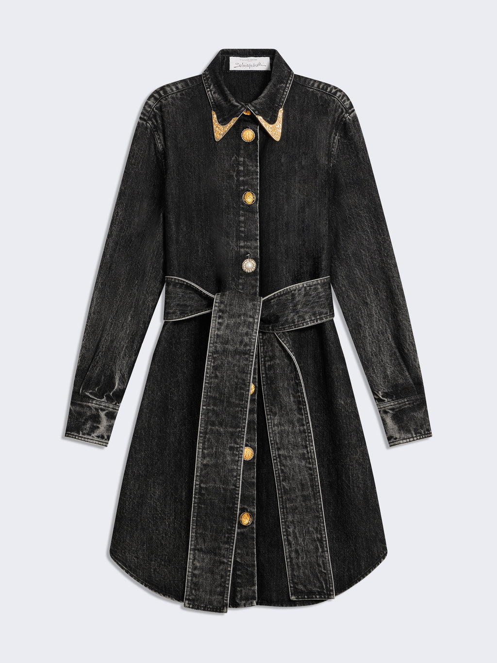 schiaparelli denim dress COWBOY SHIRT Type:Ready to Ship impressionsbride Women's Taylor Asymmetrical Ruched