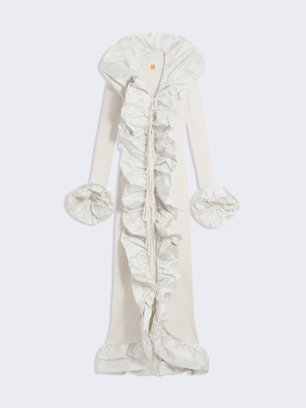 ROBE CARDIGAN À VOLANT SCULPTURAL