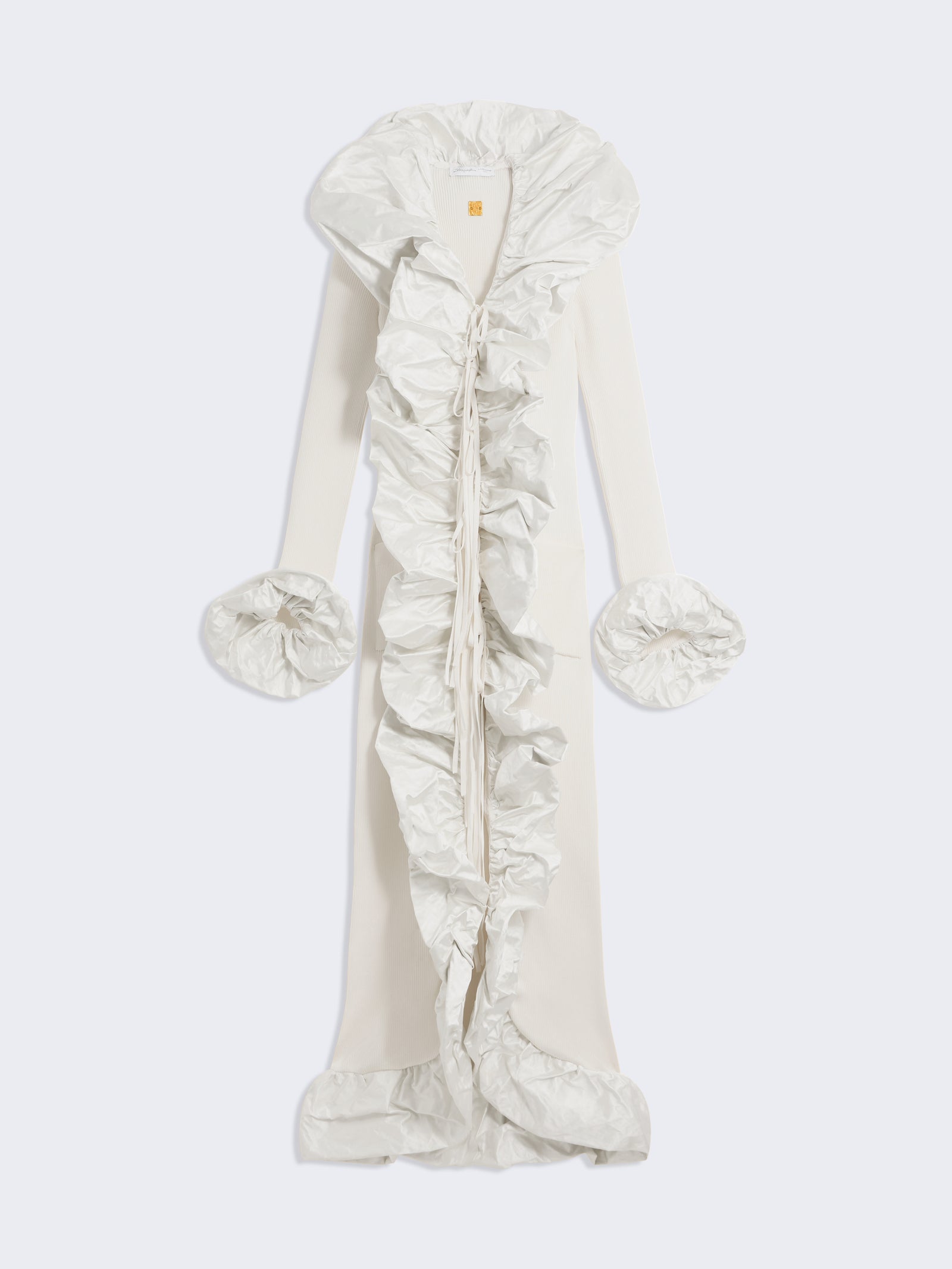 ROBE CARDIGAN À VOLANT SCULPTURAL