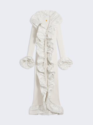 ROBE CARDIGAN À VOLANT SCULPTURAL