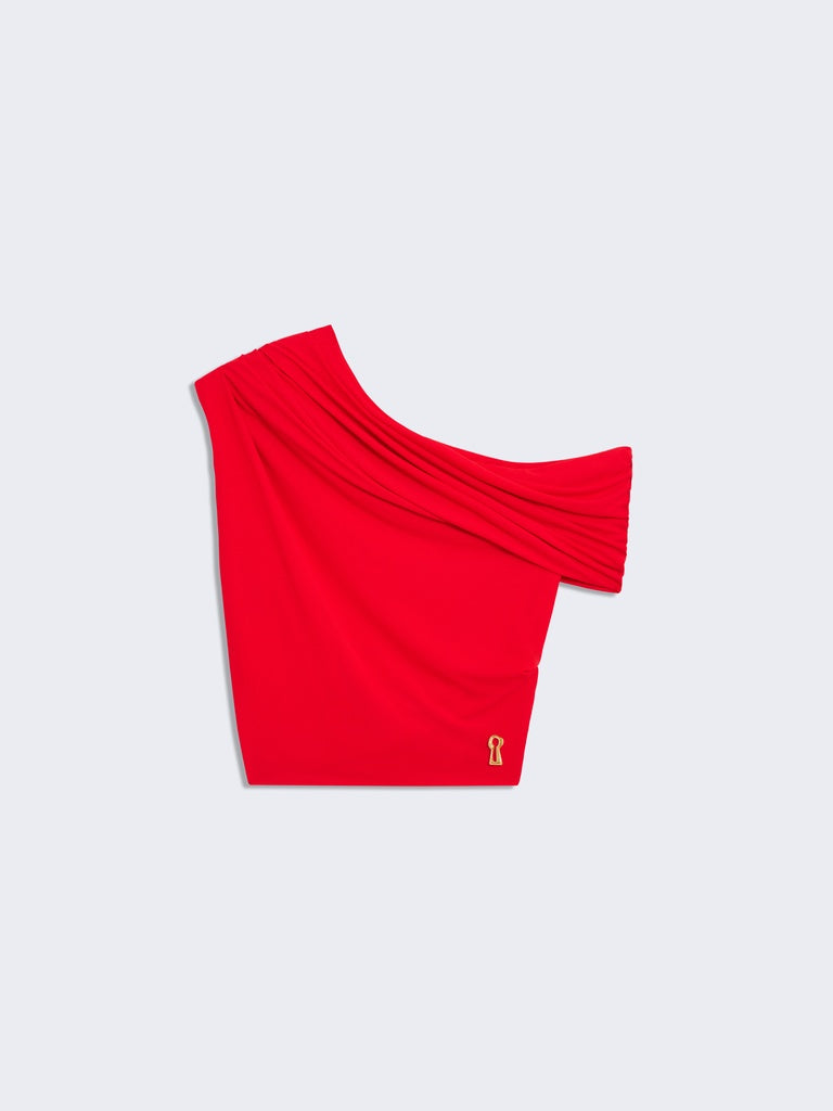 ASYMMETRICAL DRAPED TOP