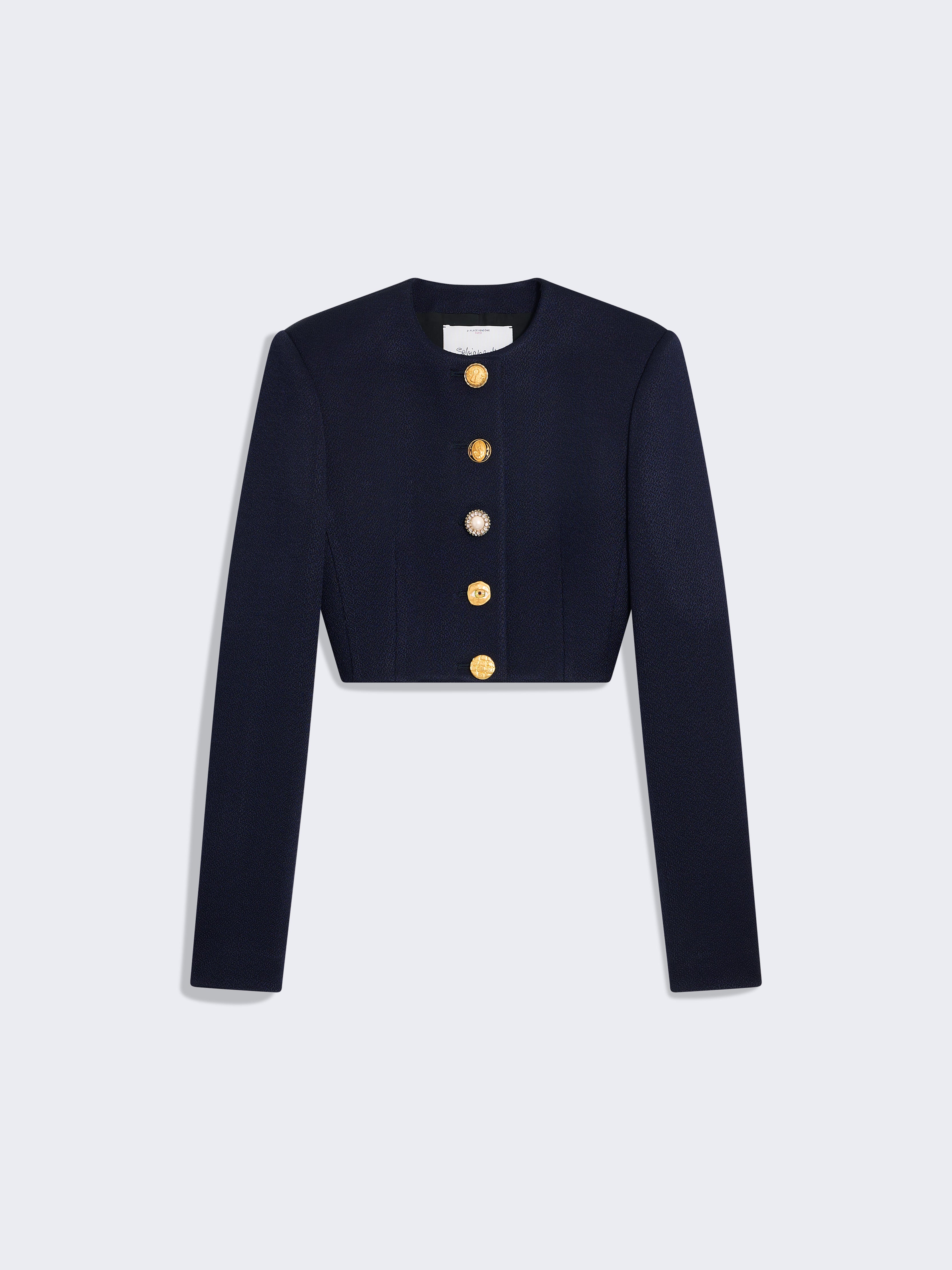COLLARLESS SHORT JACKET