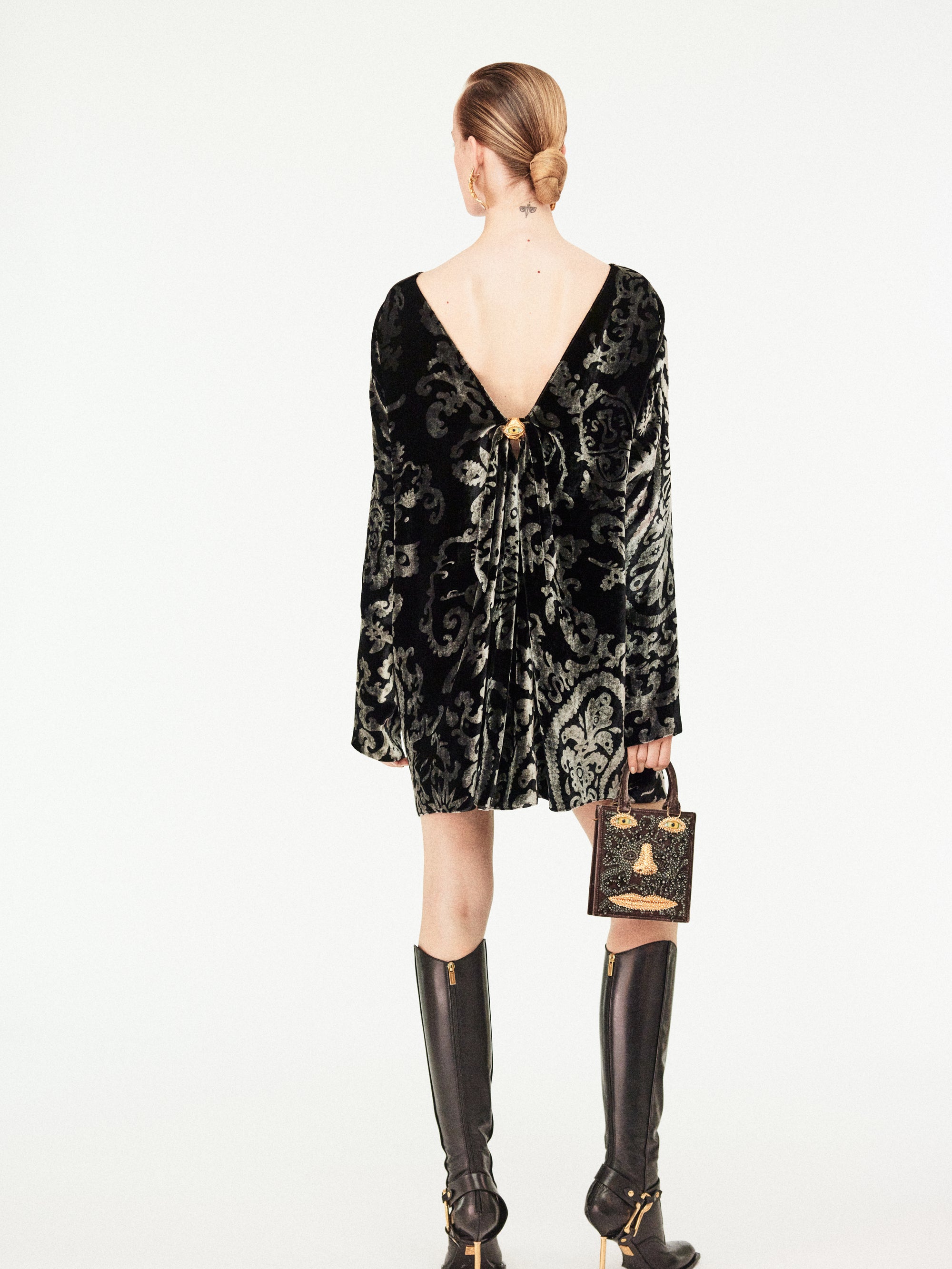 PAISLEY-PATTERN SHORT DRESS