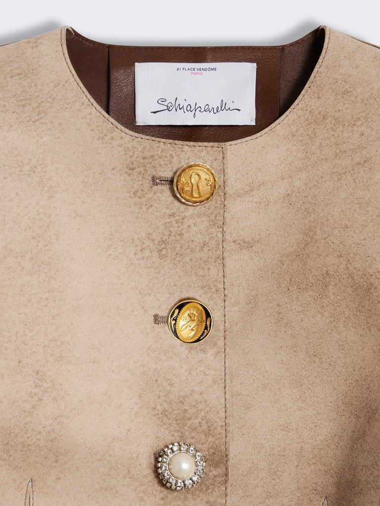 COLLARLESS SHORT JACKET